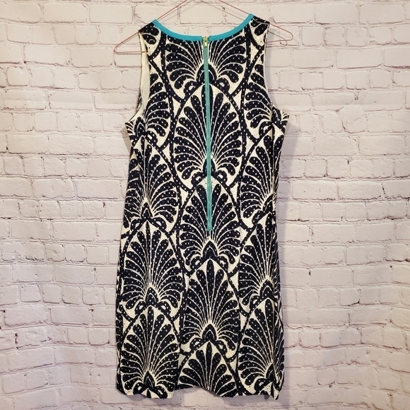 CROWN & IVY  BLUE AND WHITE EYELET COTTON TUNIC DRESS - Picture 3 of 6